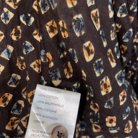 Anthropologie Button Up Womens Large Brown Polka Dot Kimono 3/4 Sleeve Casual - Picture 8 of 16